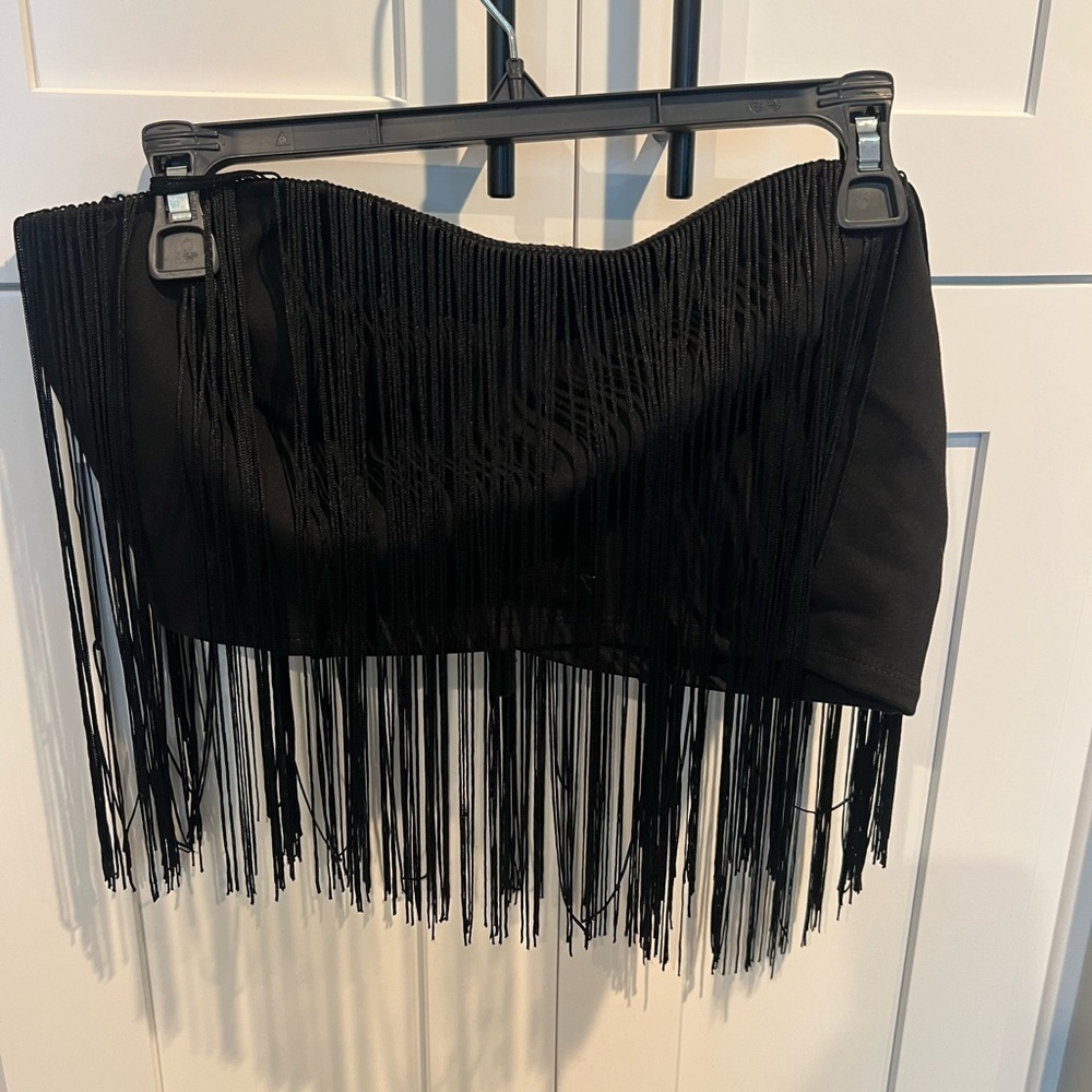 Fringe Black Tube Top